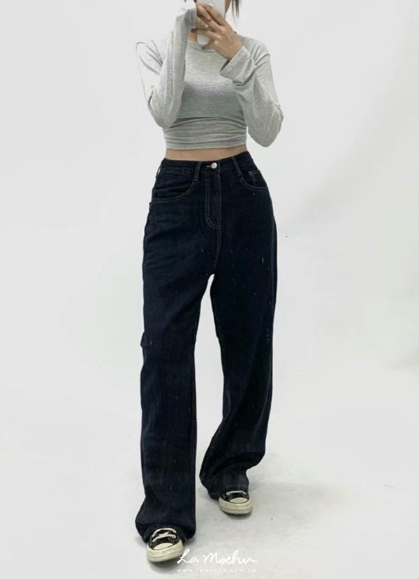 個性深色牛仔寬褲